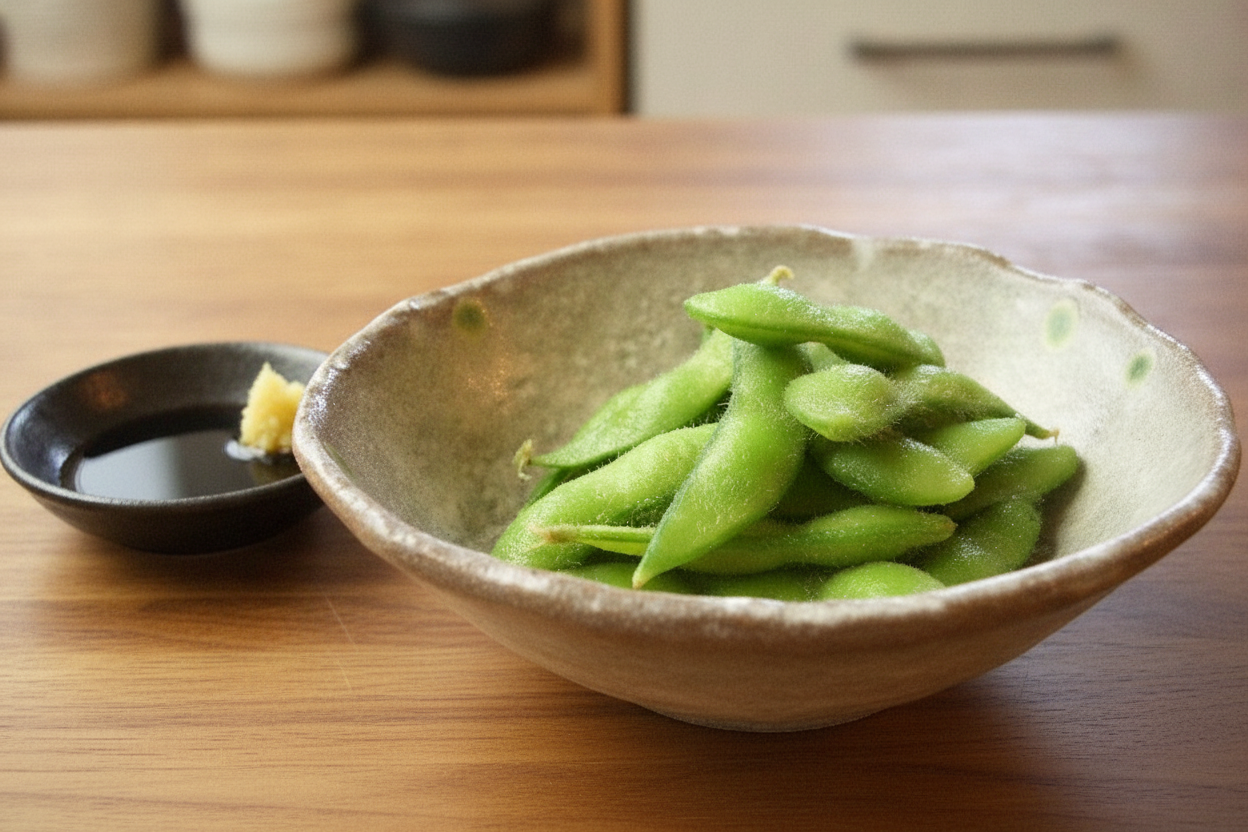 Edamame con salsa di soia e zenzero